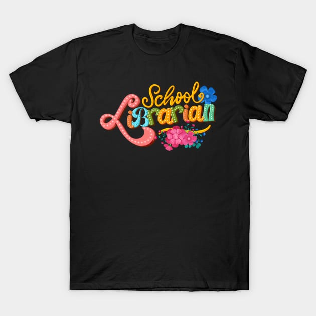 School librarian floral design T-Shirt by PrintAmor